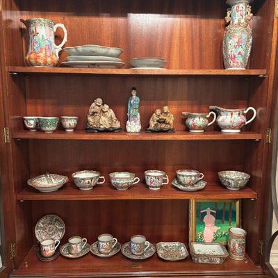 Collection of Famile Rose, Famile Very, Rose Medalion and Similar Asian Porcelain. Hardstone Carvings and Art