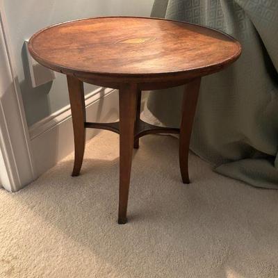 Early Handmade Antique Side Table with Shell Inlay 