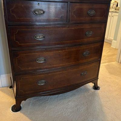 Georgian Style Inlaid Two Over Three Chest or Dresser