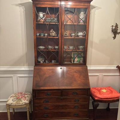 Mahogany Bevan Funnell Reprodux Fall Front Secretary Bookcase 