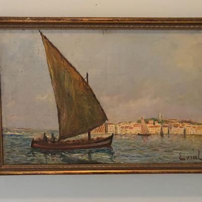 19th Century oil of a Schooner or Sailboat