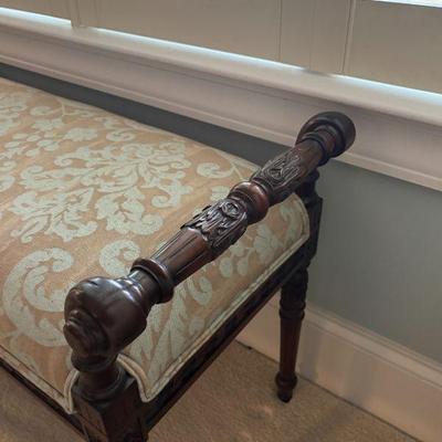 French Louis XIV, LOUIS XV Bench with Fortuny Style Upholstery