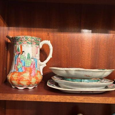 Famile Rose Pitcher and Plates
