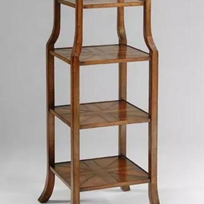Antique Mahogany Parquet Five-Tier Bookshelf