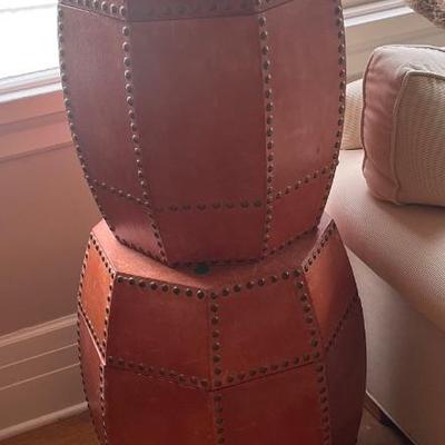Studded Leather Octagonal Table Storage Containers