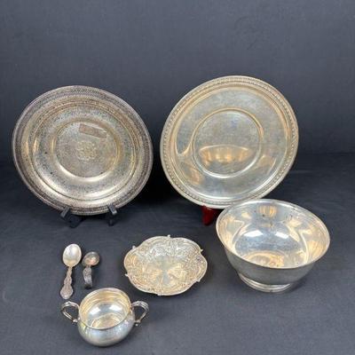Sterling silver tableware collection plates, bowls & utensils