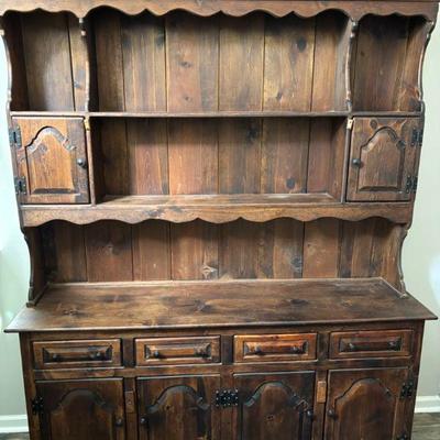 Rustic solid wood hutch and buffet vintage farmhouse charm