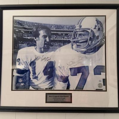 John Hannah and Steve Grogan autographed framed photo