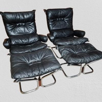 1970s Harald Relling 'Wing' Chairs and Ottoman