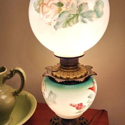 Victorian Era GWTW Gone with the Wind Parlor Oil Lamp Electrified