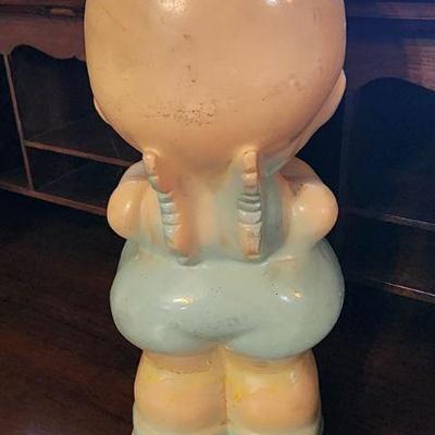 Vintage Carnival Chalkware Kewpie Bank with Wings Large