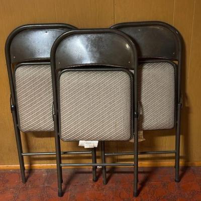 (3) Meco Corp Cushioned Dark Metal Chairs
