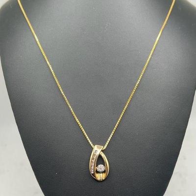 14K Gold Necklace & 14K Gold Pendant with Diamonds
