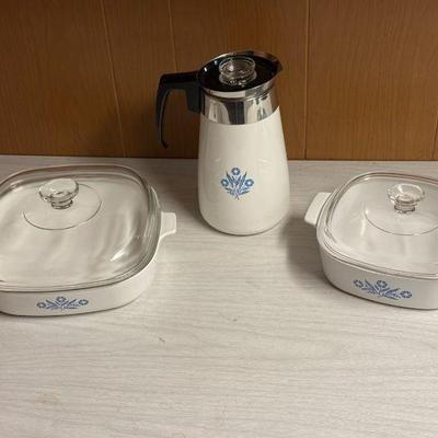 (2) Corning Ware And Corning Ware Coffee Percolator
