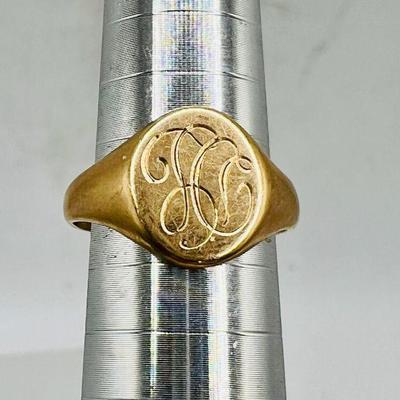 10K Gold Monogrammed Ring Size 5.5
