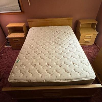 Light Wood Bed Headboard, Footboard, And Sideboards
