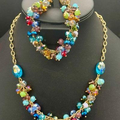 Sparkling Multi Colored Necklace & Bracelet
