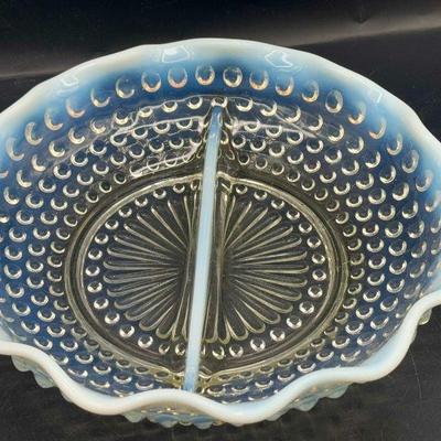 Fenton Moonstone Hobnail Condiment Tray
