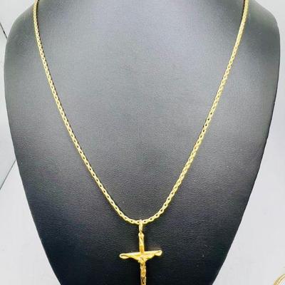 14K Gold Crucifix Pendant & 14K Gold Necklace with Safety Clasp
