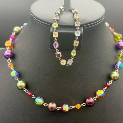 Rainbow Necklace & Bracelet Set
