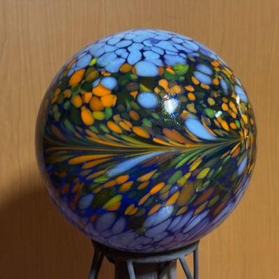 Glass Orb On Metal Pedestal
