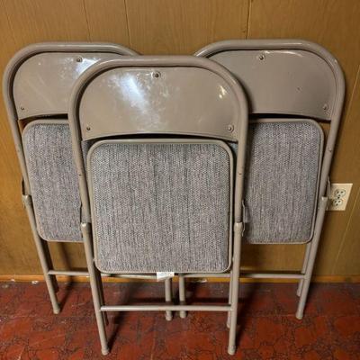 (3) Meco Corp Cushioned Light Metal Chairs
