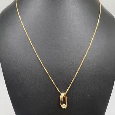 14K Diamond Pendant & 14K Gold Chain

