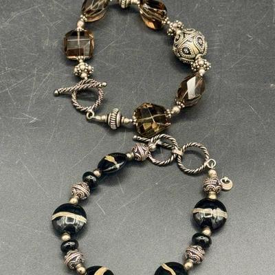 (2) Beautiful Black Beaded Bracelets
