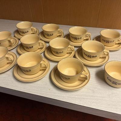 (11) Pfaltzgraff Saucers With Handled Cups
