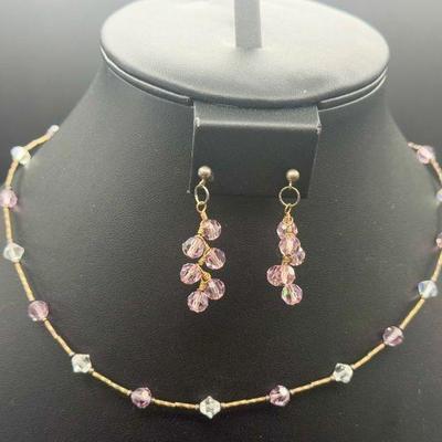 Delicate Purple Necklace & Earring Set
