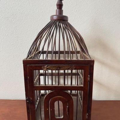 Rustic Wood Bird Cage w/ Metal Accent	
