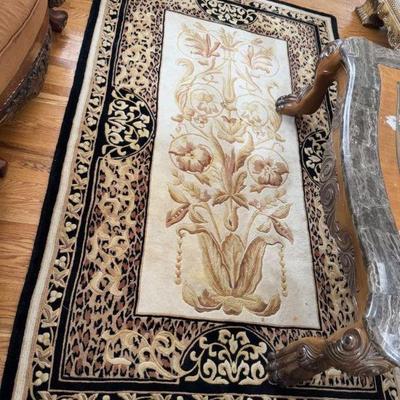 Wool Persian-Style Area Rug – Ornate Floral & Leopard Print Design	