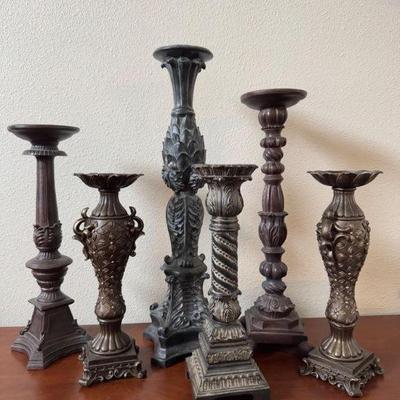 Collection of Ornate Metal Candle Holders – Mixed Styles & Sizes	