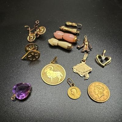 Gold charms and pendants