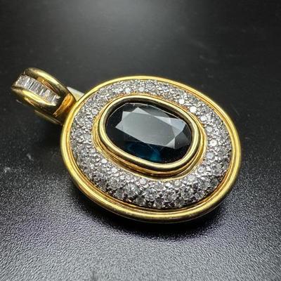 18k pendant with 5.74 ct sapphire and 1.41tcw diamonds