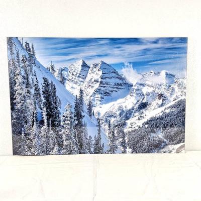 Lot #31 -Signed Photo Art "Winter Maroon Bells" in Modern Acrylic Mount 35.5" x 24"