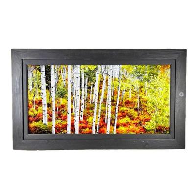 Lot #28 - "Aspen Wood: Summer 2 Fall" Signed and Framed 34" x 58" Acrylic Mounted Print w/Shou Sugi Ban Frame