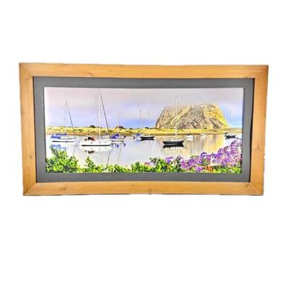 Lot #42 - "Lifting Fog at Morro Bay" CA. Mounted on Foam Board and Framed 66 x 25