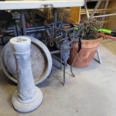 Bird Bath and Pots
