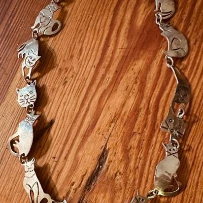 Mexico sterling cat necklace 