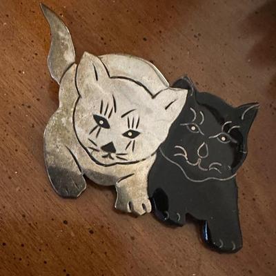 Sterling cat pin