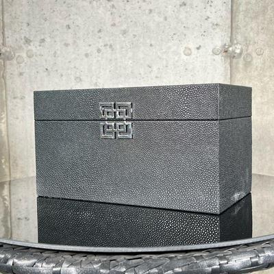 Small Storage Box | With shagreen-type exterior finish in black. - h. 6.5 x w. 12 x d. 6.75 in


