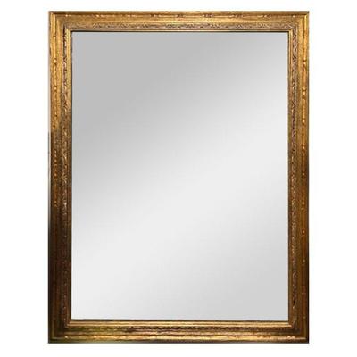Fine Gilt Carved Mirror | Large mirror with gilt carved decorated frame. - h. 55 x w. 44 in (overall)

