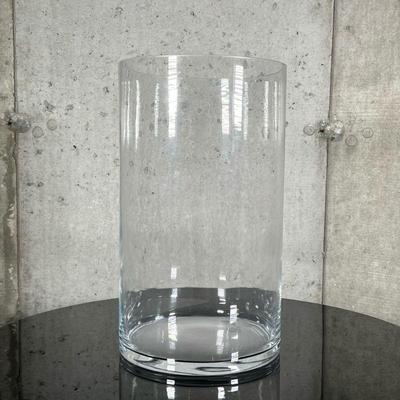 Large Glass Vase | Large cylindrical glass vase. - h. 13.75 x dia. 8 in

