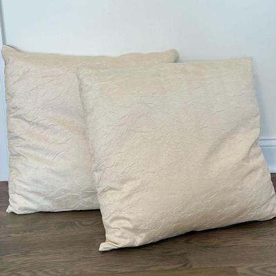 (2pc) Pair Textured Throw Pillows | Simple and neutral decorative accent pillows in textured beige cover. - h. 22 x w. 22 in

