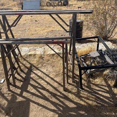 #5110 • (4) Steel A-Frames, (1) Metal Table Base, and (1) Square Base with...
