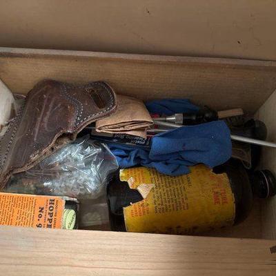 #1172 • Gun Cleaning Supplies, Gun Case, Holster, and Hair Clippers
