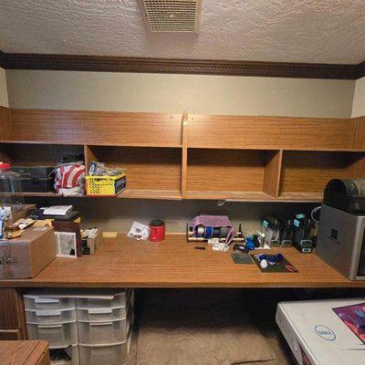 #2554 • Wall Mounted Desk and Overhead Shelving
