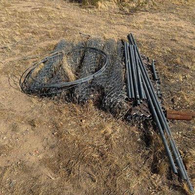 #5302 • 6 partial Rolls of Chain link Fence Tension Wire and Posts
