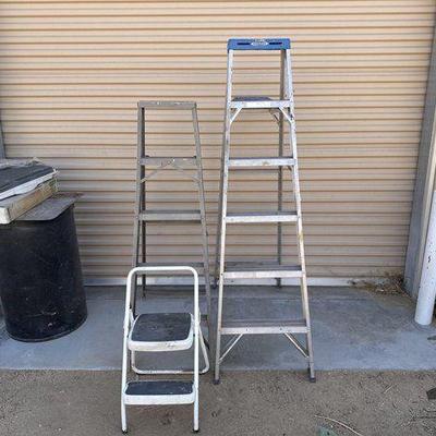 #5108 • (2) A-Frame Ladders and (1) Cosco Step Ladder
